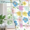 thumbnail image 4 of Colorful Pastel Flowers Sheer Curtains Grommet Drapes Light Filtering for Bedroom Living Room 2 Panels 52" x 63", 4 of 7