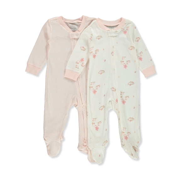 Carter's Baby Girls' 2-Pack Footed Coveralls - ivory, 3 months (Newborn)