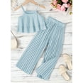 thumbnail image 2 of xiaxaixu Kids Girls Clothes Suits Solid Color Ruffles Sleeveless Sling Tank Tops and Elastic Waist Pleated Wide-Leg Pants 2Pcs Set, 2 of 7