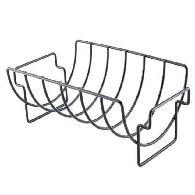Tyeign Bbq Rib Rack for Gas Or Charcoal Grill, Non-Stick Steel Rack Holds up to 5 Ribs, Portable Grilling Tool for Outdoor Cooking & Parties, 1X Bbq Rack, Grilling Net, Steak Rack, Chicken Rack
