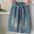 thumbnail image 6 of Amidoa&nbsp; Wide Leg Girls Jeans Shorts Casual Baggy Summer Kids Denim Shorts Blue Size 12, 6 of 9