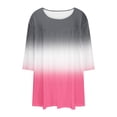 thumbnail image 6 of CHGBMOK Womens 3/4 Sleeve Blouses Color Block Crew Neck T Shirts Casual Pleated Tops Curved Hem Going Out Outfit, 6 of 6