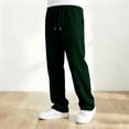 thumbnail image 4 of Krdevn Boys Solid Drawstring Open Hem Sweatpants Fall Winter Loose Straight Jogger Pants with Patch Pockets 9-10 Years,Dark Green, 4 of 8