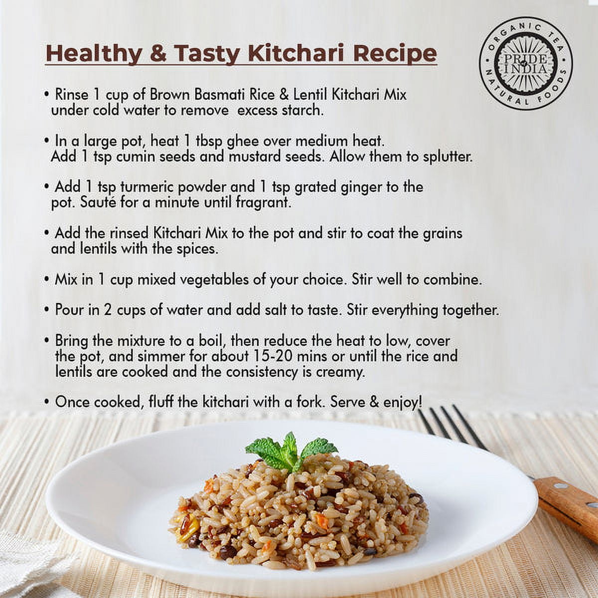 Pride Of India - PACK of 6 - Brown Basmati Rice And Lentil Kitchari Mix - Protein Superfood, 1.5 lbs Jar