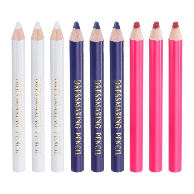 Lápiz de costura de 9 piezas para marcar tela, tiza de sastre, lápiz de marcado lavable para acolchado, blanco/azul/rojo