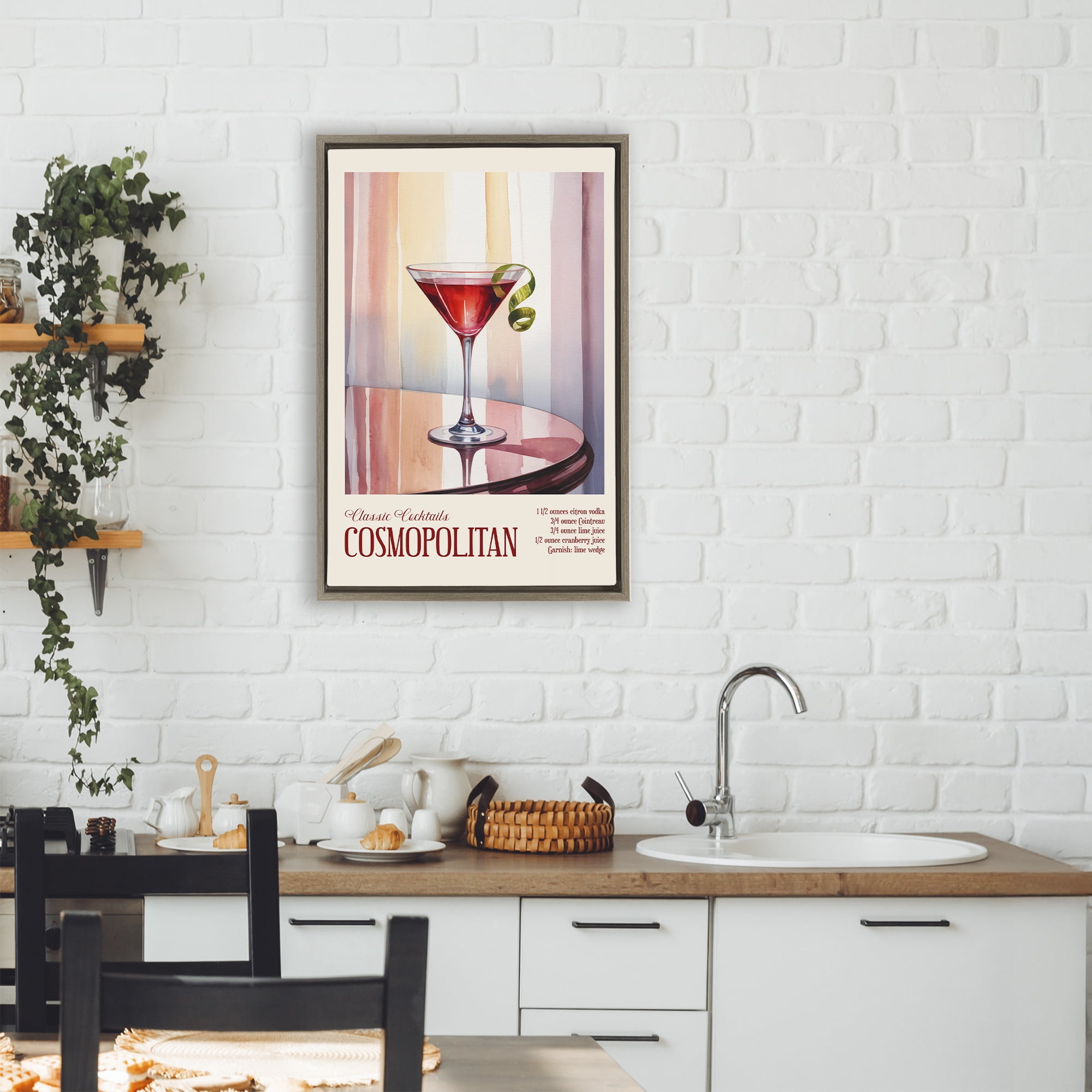 Stupell Industries Cosmopolitan on Reflective Table Brown Framed Floater Canvas Wall Art, design by Andreas Magnusson