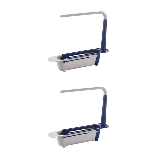 Bearachild Estante para fregadero de cocina, desagüe de secado telescópico ajustable, cepillo de limpieza para baño, soporte de esponja, accesorios de Azul 2piezas Bearachild CBP341324