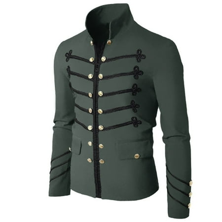 VMESZQFG Womens Gothic Royal Court Dress Shoes Women Leather Male Coat Jacket Gothic Embroider Button Coat Party Outwear Uzui Tengen Gray XL