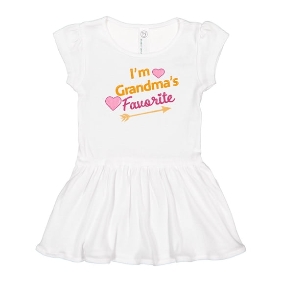 Inktastic I'm Grandma's Favorite with Arrow and Hearts in Pink Girls Toddler Dress