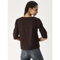 thumbnail image 3 of DressBerry Women’s Solid Cotton Poplin Top V Neck Flared Elbow Sleeves Waist Length Regular Wear Light Weighted Casual Summer Blouse, 3 of 7