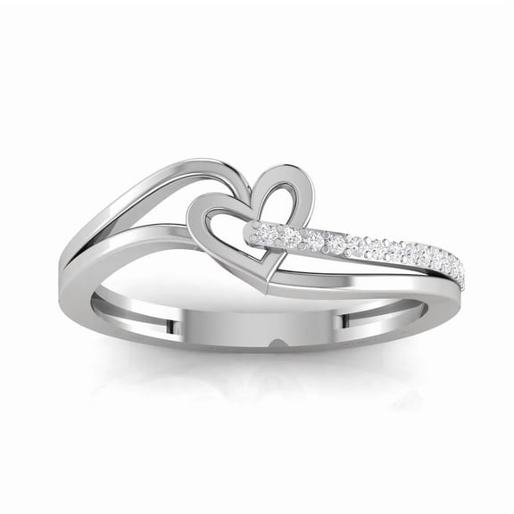 Auory Heart Connected White Gold Plated Silver Moissanite Eternal Love Ring for Women