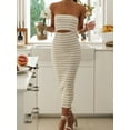thumbnail image 2 of Thaisu Women Strapless Bandeau Tube Ribbed Knit Bodycon Cut Out Dress Sleeveless Maxi Dresses, 2 of 6