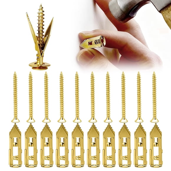 Vacemry 2Pcs Drywall Anchors With Screws, 10-Piece Heavy-Duty No-Drill Wall Removal Expansion Screw Kits, Upgraded Metal Fasteners for Plasterboard Gypsum Board Sheetrock, Home Office Living Room