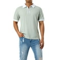thumbnail image 3 of Men's Short Sleeve Polo Shirts Quarter-Zip Casual Slim Fit Lapel Neck Contrast Color Basic Designed Shirts, 3 of 9