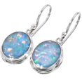 thumbnail image 2 of Milky Oval Fiery Natural Australian Opal 925 Sterling Silver Earrings, 9/16", 2 of 3