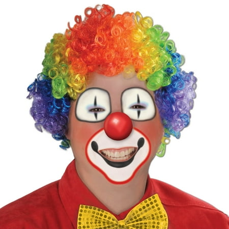Club Pack of 12 Curly Rainbow Colored Clown Halloween Wig