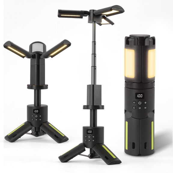LAFAYTTE Telescopic Camping Lights, Rechargeable Camping Lantern with Stand, 12000mAh IPX5 Waterproof Outdoor Camping Lanterns Work Light for Emergency Use