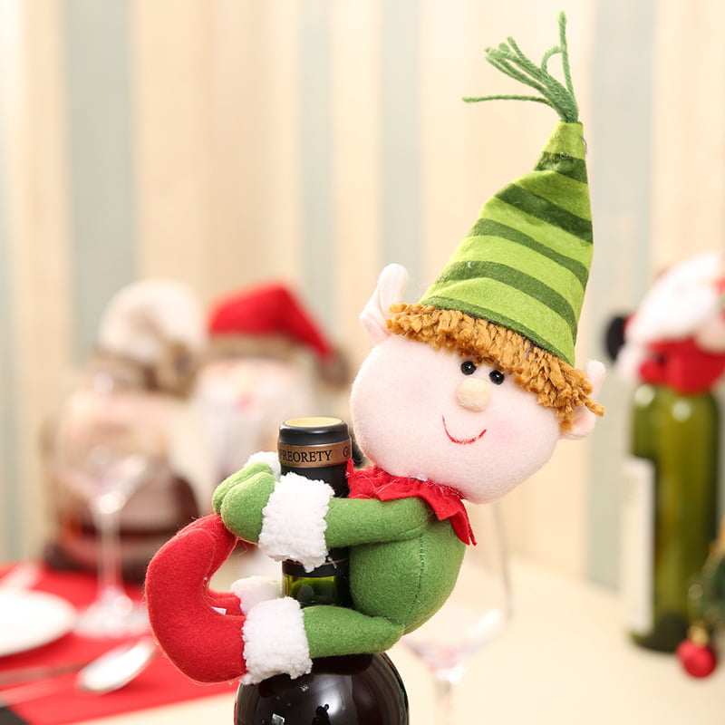 HOT Christmas Santa Snowman Elf Wine Bottle Cover Table Decor Xmas Ornaments 
