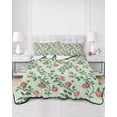 thumbnail image 3 of Spring Roses Botanical Twin Size Down Alternative Comforter, Lightweight Comforter Quilt Bedding Set with Pillow Shams Farmhouse Floral Green All Seasons Bed Comforter Duvet Insert 68"x86", 3 of 7