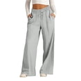 thumbnail image 3 of Gkeoshab Linen Pants Women Linen Wide Leg Pants Casual Loose Fit Trousers with Back Pockets Solid Color Plus Size Summer Beach Harem Pants for Daily Summer, 3 of 9