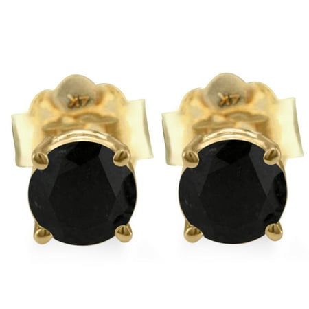 1/2ct Black Diamond Stud Earrings 14k Yellow Gold
