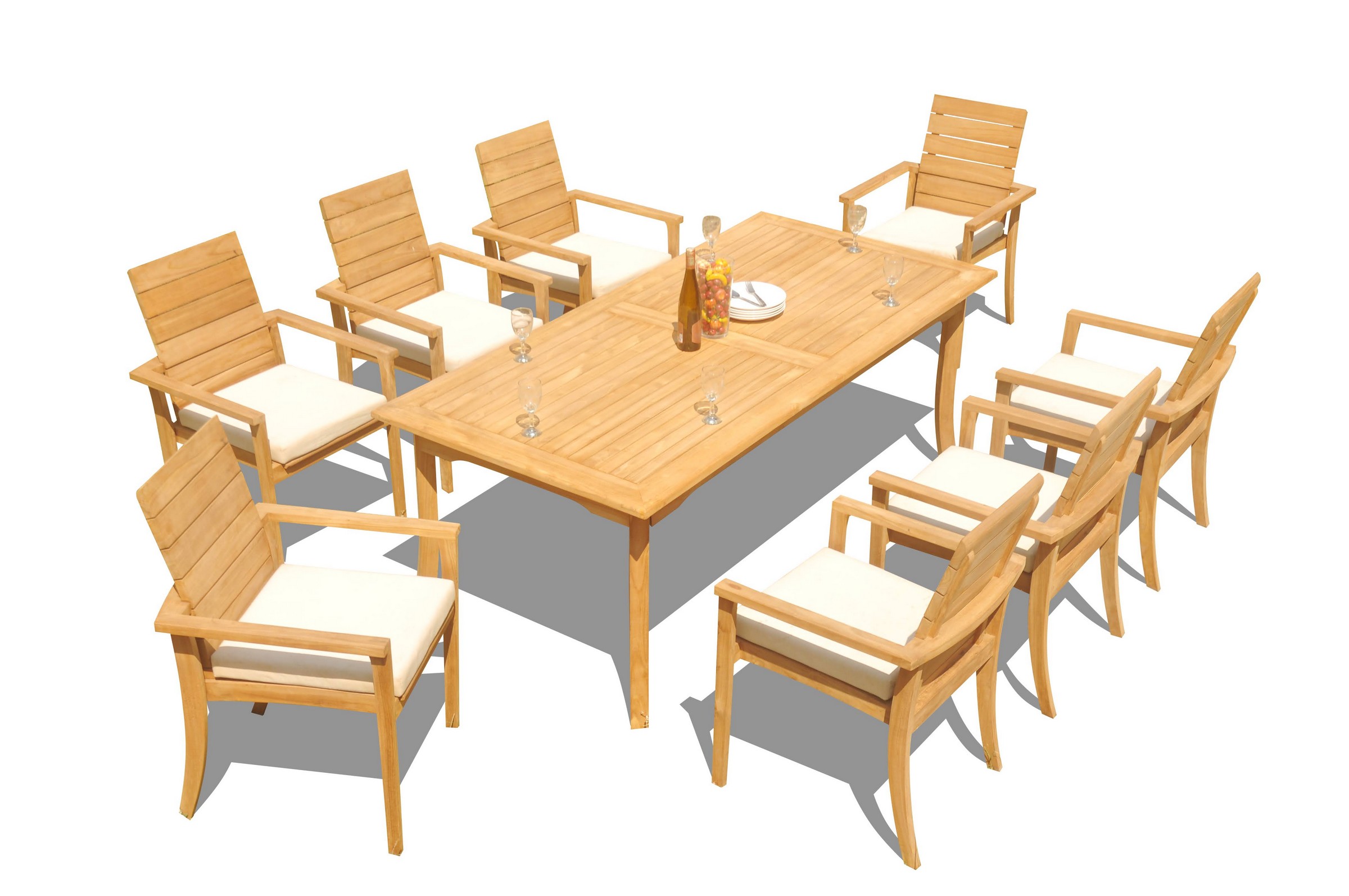 GradeA Teak Dining Set 8 Seater 9 Pc 83" Rectangle Table And 8