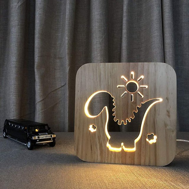 Lámpara de mesa de madera con pata de perro con luz nocturna Led, lámpara de escritorio creativa 3d, luz de alimentación USB, decoración de dormitorio para niños y bebés