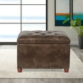thumbnail image 2 of 24'' Leather Ottoman with Storage Rectangle Foot Rest Ottomans Stool for Living Room(Brown,Leather Texture), 2 of 13