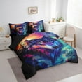 thumbnail image 3 of Manfei Colorful Wolf Bed in a Bag Twin Size,Jungle Wildlife Bed Set,Howling Wolves Animal Bedding Twin Size,Microfiber Room Decorative Reversible,7 Pieces, 3 of 7