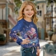 thumbnail image 3 of Xixirimido Axolotl Christmas Sleigh Galaxy Pattern Girls Long Sleeve Shirts Casual T-shirt Loose Fit Tunic Tops Crewneck Tie-hem Blouse Tees for Fall Winter, Size 9-10, 3 of 7
