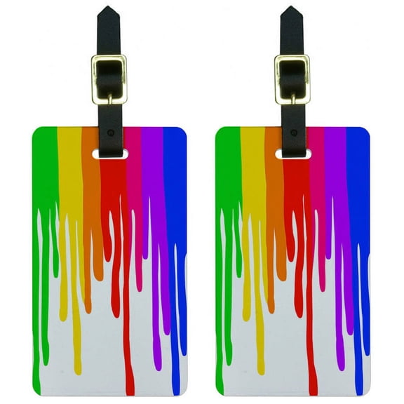 Graphics and More Paint Dripping Rainbow Art Artist Painting Luggage Tags Suitcase ID, Set of 2