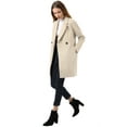 thumbnail image 4 of INSPIRE CHIC Women's Double Breasted Lapel Raglan Long Sleeve Mid Length Overcoat, 4 of 6