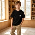 thumbnail image 5 of NIPAXO Boys T-Shirt Sailboat Print Cotton Blend Short Sleeve Nautical Graphic Tee for Boys, Black, Sizes 5-6Y, 5 of 6