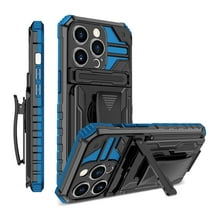 ELEHOLD Heavy Duty Case for iPhone 15, Hybrid Rugged Military Grade Shockproof Cover with Hidden Kickstand Detachable Rotating Belt Clip Armor Case for iPhone 15,Blue
