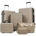 thumbnail image 2 of GDF Studio 6-Piece ABS Hardshell Luggage Set with Spinner Wheels, Cosmetic Case, and Travel Bags, Khaki, 2 of 20