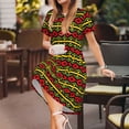 thumbnail image 3 of Uemuo Classic Color Music Print Womens Summer Dress Casual Swing Short Sleeve Sundresses Beach A-line Shift Dress, 3 of 6