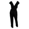 thumbnail image 2 of eVogues Plus Size Deep V-Neck Jumpsuit Black, 2 of 3