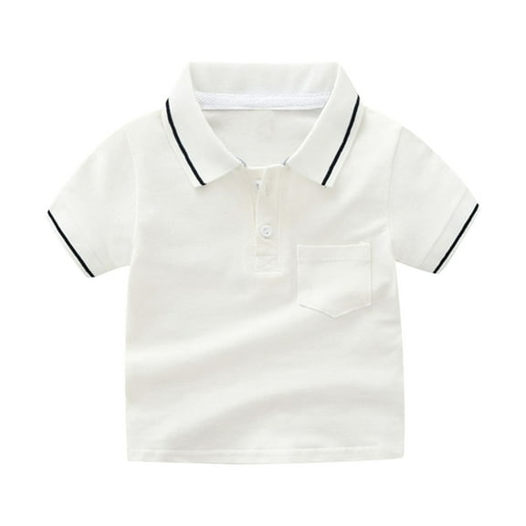 Kid Boys' Polo Shirt White Uniform Shirts for Boys Summer Polo Shirt Short Sleeve Polo Shirts Boys Polo Shirts Size 8-9 Years