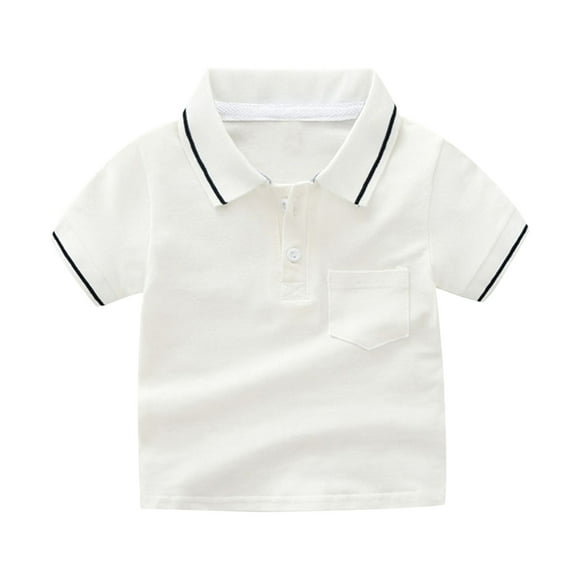 Boys Polo Shirt Solid Collar Shirt Rugby Shirts Short Sleeve Tops 2-3 Years