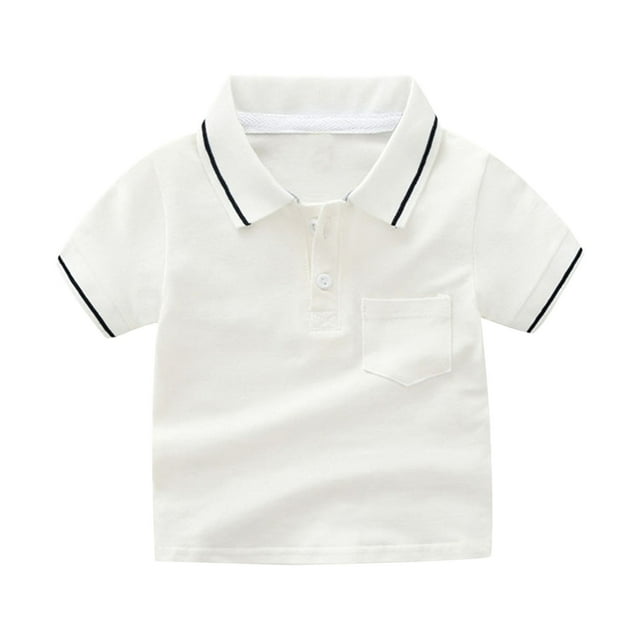 Polos pour Garçons Polo Uni Chemises de Rugby pour Garçons Polos à Manches Courtes 8-9 Ans