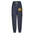 thumbnail image 3 of Fartey Women's Cargo Sweatpants Fall Winter Drawstring Elastic High Waist Pants Halloween Jogging Pants Cute Pumpkin Print Sweatpants with Pockets Navy L, 3 of 3