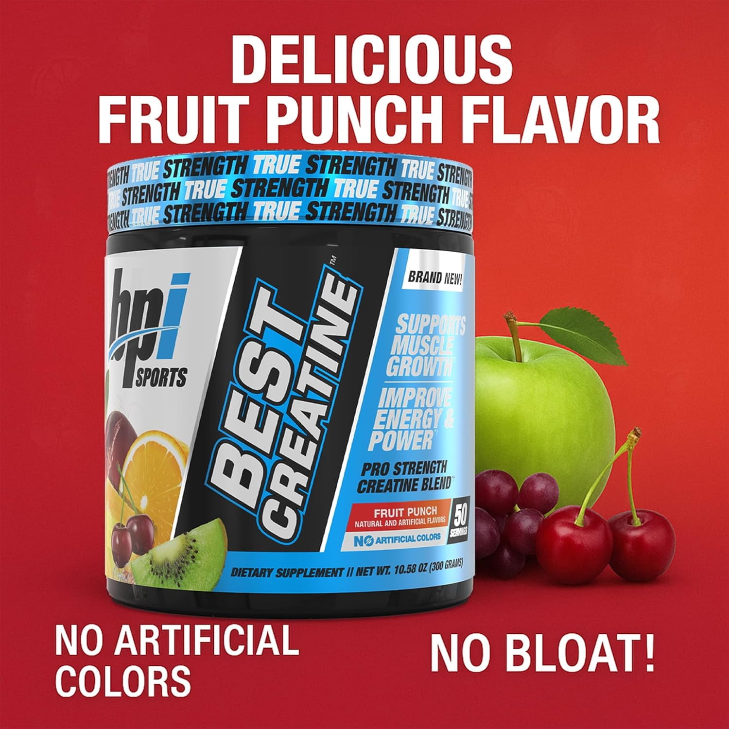 BPI Sports Best Creatine – Creatine Monohydrate, Himalayan Salt – Strength, Pump, Endurance, Muscle Growth, Muscle Definition – No Bloat – Fruit Punch – 50 servings – 10.58 oz.