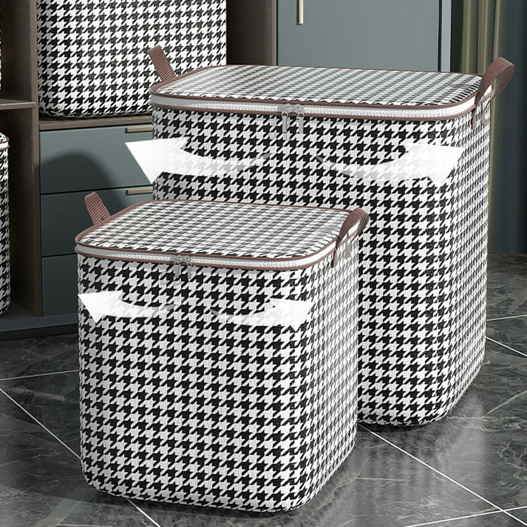 SUNSIOM Fabric Storage Boxes for Organizing with Lids Houndstooth Clothes Bins Baskets Container Organizers, Size: 50cm*50cm*70cm