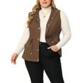 thumbnail image 1 of Agnes Orinda Women's Plus Size Sleeveless Anorak Cargo Coats Zip Button Drawstring Waist Vest Jackets 1X Brown, 1 of 6