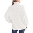 thumbnail image 4 of Female Winter Fall Solid Turtle-Neck High Neck Balloon Long Sleeve Sweaters Pullover Outerwear White S, 4 of 5