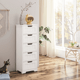 thumbnail image 3 of Homfa Bathroom Cabinet, Bathroom Storage Cabinet with 5 Drawers, Wooden Storage Cabinets with Cut-Out Handles, Bathrooms Floor Cabinets for Hallway/Living Room, White, 3 of 6