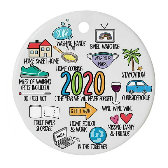 Giyblacko Christmas Ornaments Look Back 2020 Ornaments Badly But Merry Christmas Tree Decoration Double-Dided