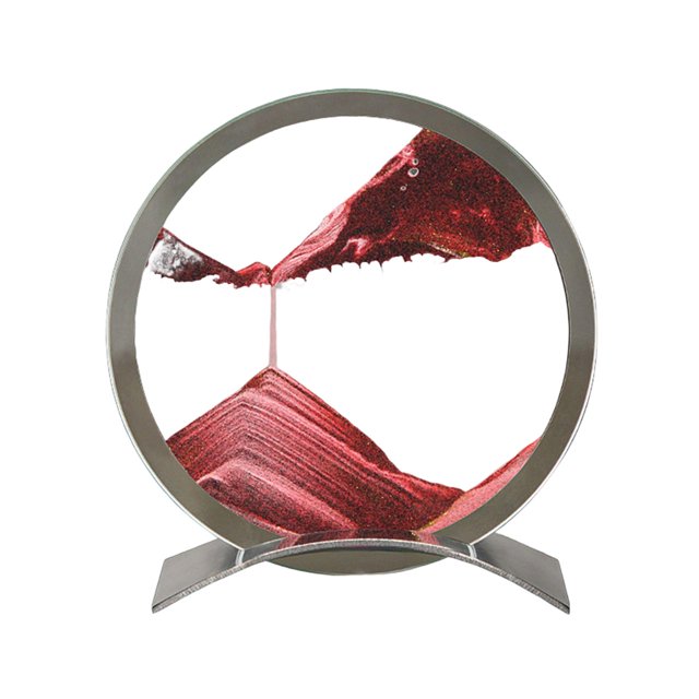 Imagen de arena , marco de arena que fluye, vidrio redondo, imagen de arena dinámica, adorno de mesa artesanal para restaurante, mesa, sa Rojo Gloria Imagen de arena dinámica