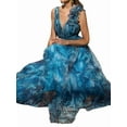 thumbnail image 2 of Women'S Bohemian Holiday Style Floral Swing Dress Printed Sleeveless V-Neck Mid-Waist A-Line Maxi Dress Peacock Blue S, 2 of 8