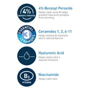 Cerave Acne Foaming Cream Cleanser with 4% Benzoyl Peroxide, Hyaluronic Acid, Niacinamide Cream-to-Foam Formula 5 fl oz